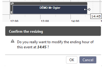Resizing of events directly from the planning by Drag & Drop