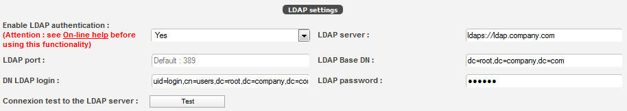 Integration of the LDAP authentication