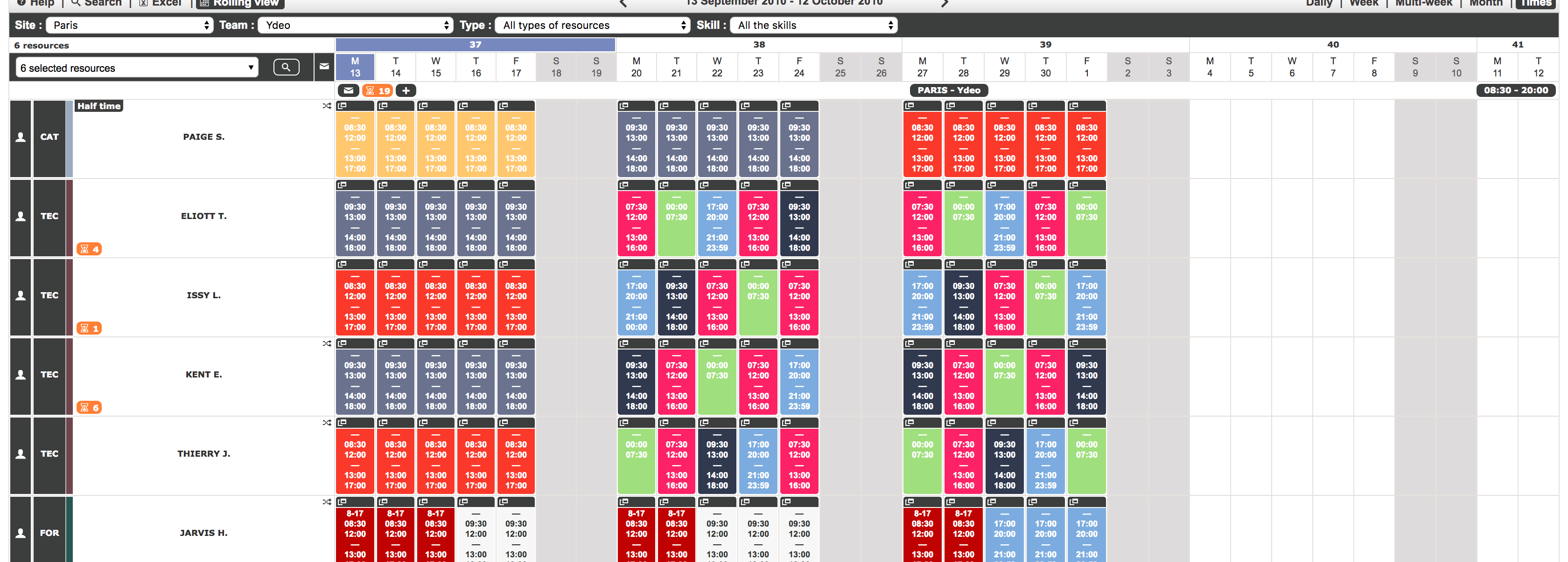 Schedule time schedules for personnal